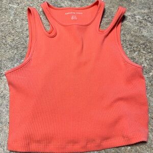 American Eagle Outfitters Women's Bright Orange Cropped Tank Top